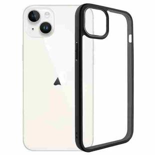 For iPhone 15 Frosted TPU + Transparent PC Phone Case(Black)