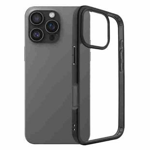 For iPhone 16 Pro Frosted TPU + Transparent PC Phone Case(Black)