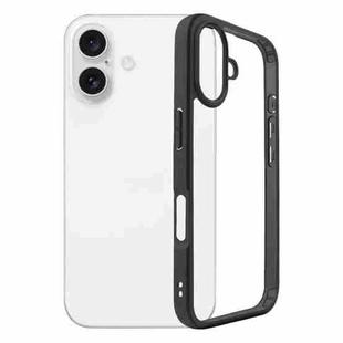 For iPhone 16 Plus Frosted TPU + Transparent PC Phone Case(Black)