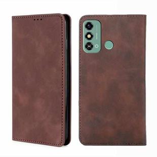 For ZTE Blade A53 4G Skin Feel Magnetic Leather Phone Case(Dark Brown)