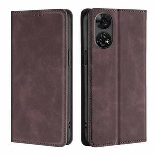 For ZTE Anshin Family Skin Feel Magnetic Leather Phone Case(Dark Brown)