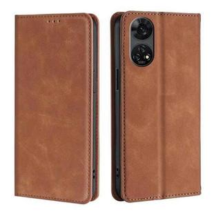 For ZTE Anshin Family Skin Feel Magnetic Leather Phone Case(Light Brown)