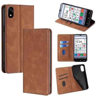 For ZTE Kantan Sumaho 4 A402ZT Skin Feel Magnetic Leather Phone Case(Light Brown)