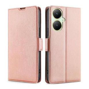 For vivo Y35+ 5G Ultra-thin Voltage Side Buckle Horizontal Flip Leather Phone Case(Rose Gold)