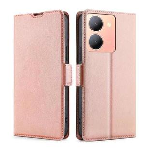 For vivo Y78 5G Ultra-thin Voltage Side Buckle Horizontal Flip Leather Phone Case(Rose Gold)