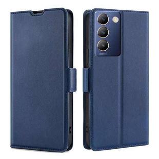 For vivo Y100 5G IDN Ultra-thin Voltage Side Buckle Horizontal Flip Leather Phone Case(Blue)