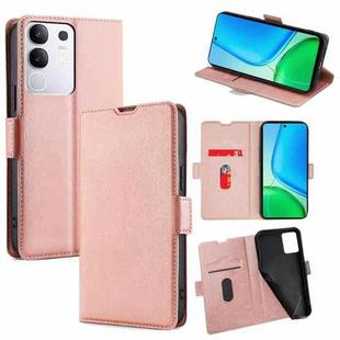 For vivo Y29 4G Global Ultra-thin Voltage Side Buckle Horizontal Flip Leather Phone Case(Rose Gold)
