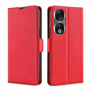 For Honor 90 5G Ultra-thin Voltage Side Buckle Horizontal Flip Leather Phone Case(Red)