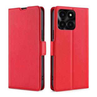 For Honor X6a 4G Ultra-thin Voltage Side Buckle Horizontal Flip Leather Phone Case(Red)