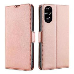 For Honor 200 Pro 5G Ultra-thin Voltage Side Buckle Horizontal Flip Leather Phone Case(Rose Gold)