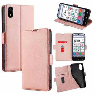 For ZTE Kantan Sumaho 4 A402ZT Ultra-thin Voltage Side Buckle Horizontal Flip Leather Phone Case(Rose Gold)