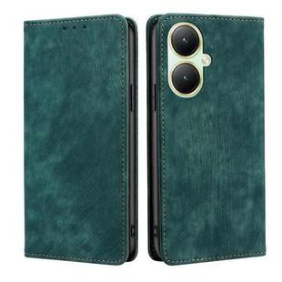 For vivo Y35+ 5G RFID Anti-theft Brush Magnetic Leather Phone Case(Green)