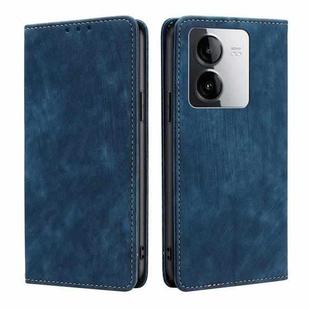 For vivo Y78T 5G / iQOO Z8x 5G RFID Anti-theft Brush Magnetic Leather Phone Case(Blue)