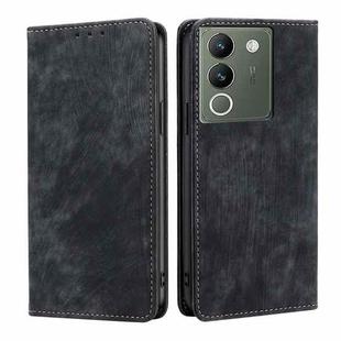 For vivo V29e 5G RFID Anti-theft Brush Magnetic Leather Phone Case(Black)