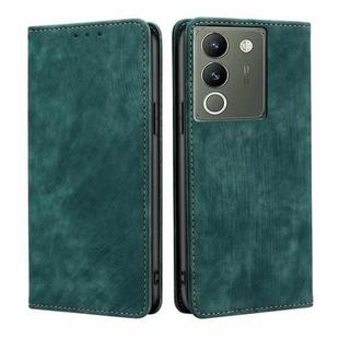 For vivo V29e 5G RFID Anti-theft Brush Magnetic Leather Phone Case(Green)