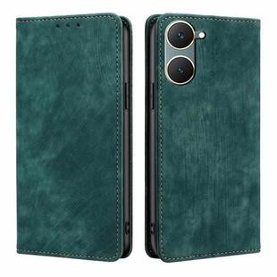 For vivo Y03 4G RFID Anti-theft Brush Magnetic Leather Phone Case(Green)