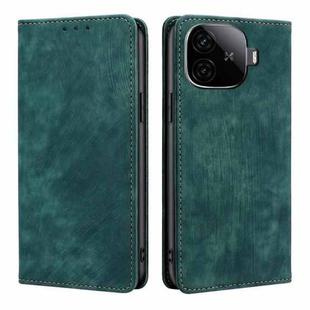 For vivo iQOO Z9 Turbo RFID Anti-theft Brush Magnetic Leather Phone Case(Green)