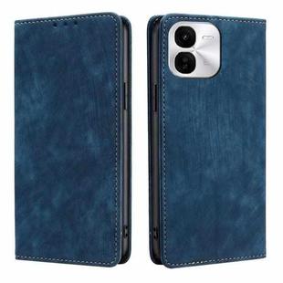 For vivo iQOO Z9x 5G RFID Anti-theft Brush Magnetic Leather Phone Case(Blue)