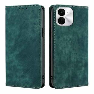 For vivo iQOO Z9x 5G RFID Anti-theft Brush Magnetic Leather Phone Case(Green)