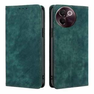 For vivo V30e 5G Global RFID Anti-theft Brush Magnetic Leather Phone Case(Green)