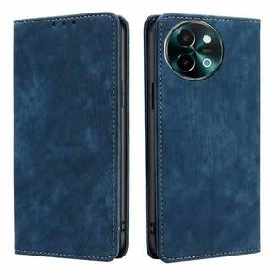 For vivo Y38 5G / T3x Global RFID Anti-theft Brush Magnetic Leather Phone Case(Blue)