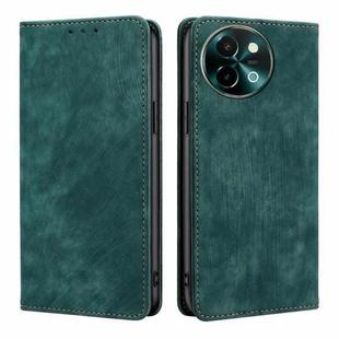 For vivo Y38 5G / T3x Global RFID Anti-theft Brush Magnetic Leather Phone Case(Green)