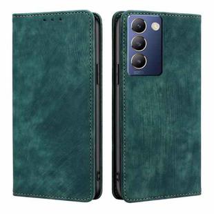 For vivo Y100 5G IDN RFID Anti-theft Brush Magnetic Leather Phone Case(Green)