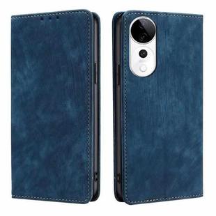 For vivo S19 Pro RFID Anti-theft Brush Magnetic Leather Phone Case(Blue)