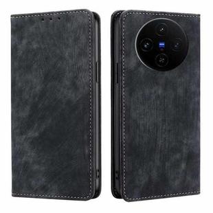 For vivo X100s RFID Anti-theft Brush Magnetic Leather Phone Case(Black)