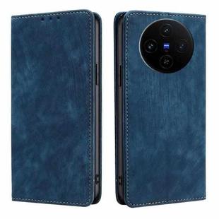 For vivo X100s RFID Anti-theft Brush Magnetic Leather Phone Case(Blue)