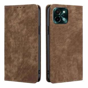 For vivo Y28 4G RFID Anti-theft Brush Magnetic Leather Phone Case(Brown)