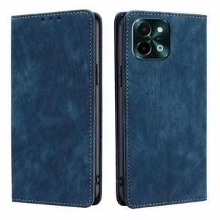 For vivo Y28 4G RFID Anti-theft Brush Magnetic Leather Phone Case(Blue)