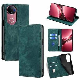 For vivo V50 5G RFID Anti-theft Brush Magnetic Leather Phone Case(Green)