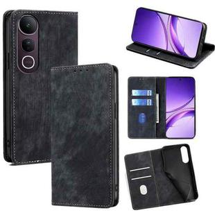 For vivo V50 Lite 5G RFID Anti-theft Brush Magnetic Leather Phone Case(Black)