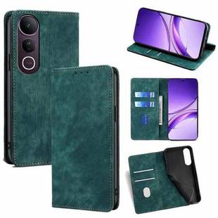 For vivo V50 Lite 5G RFID Anti-theft Brush Magnetic Leather Phone Case(Green)