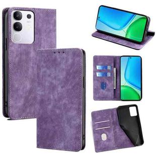 For vivo Y29 4G Global RFID Anti-theft Brush Magnetic Leather Phone Case(Purple)