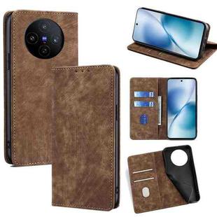 For vivo X200s 5G RFID Anti-theft Brush Magnetic Leather Phone Case(Brown)