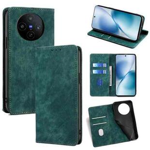 For vivo X200s 5G RFID Anti-theft Brush Magnetic Leather Phone Case(Green)