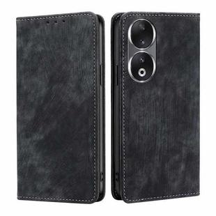For Honor 90 5G RFID Anti-theft Brush Magnetic Leather Phone Case(Black)