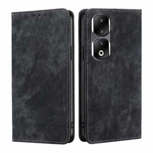 For Honor 90 Pro 5G RFID Anti-theft Brush Magnetic Leather Phone Case(Black)