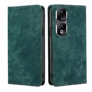 For Honor 90 Pro 5G RFID Anti-theft Brush Magnetic Leather Phone Case(Green)