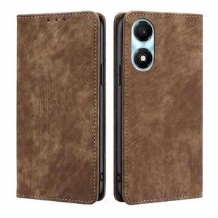 For Honor X5 Plus 4G / Play 40C RFID Anti-theft Brush Magnetic Leather Phone Case(Brown)