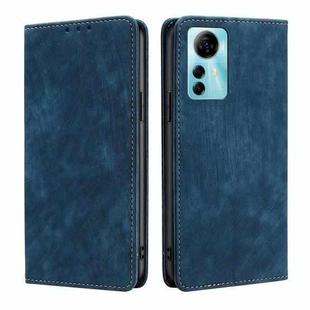 For ZTE Blabe V41 Smart 4G RFID Anti-theft Brush Magnetic Leather Phone Case(Blue)