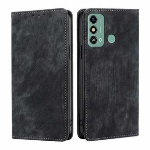 For ZTE Blade A53 4G RFID Anti-theft Brush Magnetic Leather Phone Case(Black)