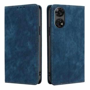 For ZTE Anshin Family RFID Anti-theft Brush Magnetic Leather Phone Case(Blue)