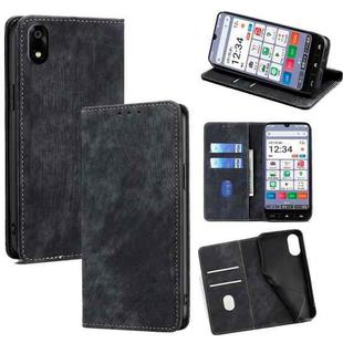 For ZTE Kantan Sumaho 4 A402ZT RFID Anti-theft Brush Magnetic Leather Phone Case(Black)