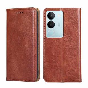 For vivo S17 5G / S17 Pro 5G Gloss Oil Solid Color Magnetic Leather Phone Case(Brown)