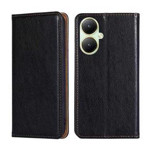 For vivo Y35+ 5G Gloss Oil Solid Color Magnetic Leather Phone Case(Black)