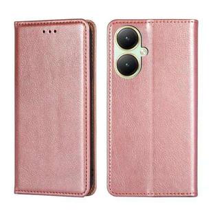 For vivo Y35+ 5G Gloss Oil Solid Color Magnetic Leather Phone Case(Rose Gold)