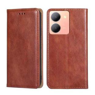 For vivo Y78 5G Gloss Oil Solid Color Magnetic Leather Phone Case(Brown)